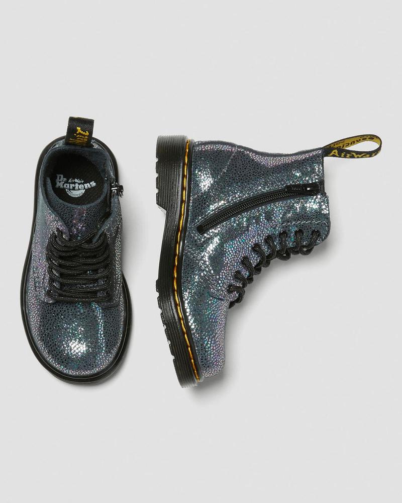 Dr Martens Toddler 1460 Pascal Iridescent Snørestøvler Børn Metal | DK 698JPQ